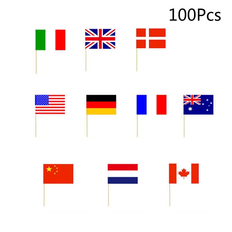 100pcs Toothpicks Country Flags Dinner Cake Toothpicks Cupcake Decoration Fruit Cocktail Sticks Party Supplies 
100pcs Toothpicks Country Flags Dinner Cake Toothpicks Cupcake Decoration Fruit Cocktail Sticks Party Supplies