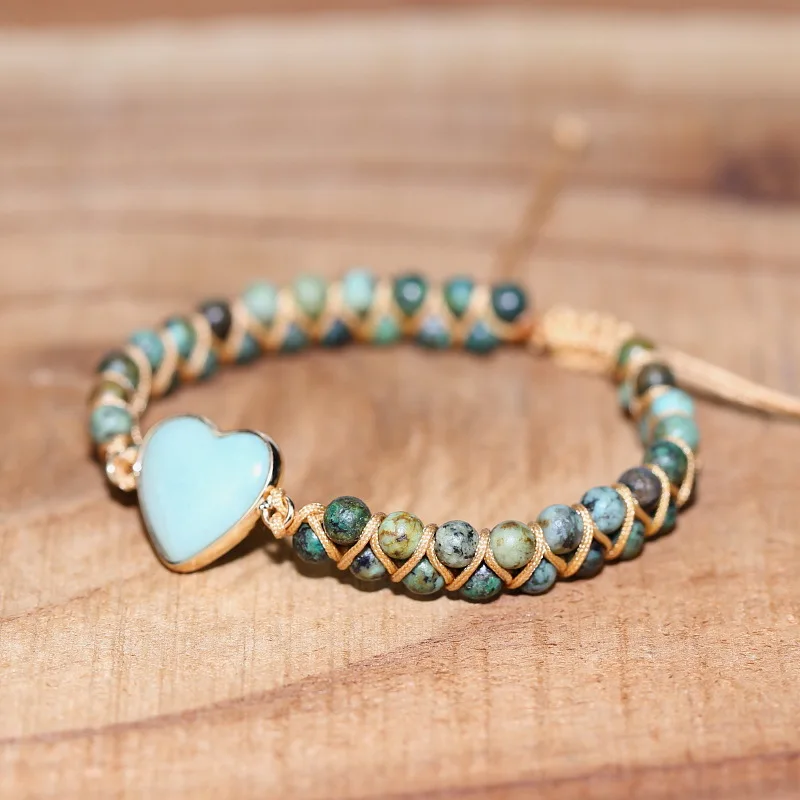 Women's Romantic Natural Stone Heart-shaped Charm Bracelet, Stringed Lace Bracelet, Jasper Friendship Winding Bracelet
Women's Romantic Natural Stone Heart-shaped Charm Bracelet, Stringed Lace Bracelet, Jasper Friendship Winding Bracelet