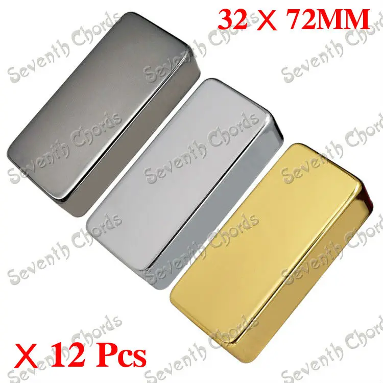 12 Pcs Sealed Type Electric Guitar Brass Humbucker Pickup Covers Lid - Chrome - Black - Gold / 72mm X 32mm 
12 Pcs Sealed Type Electric Guitar Brass Humbucker Pickup Covers Lid - Chrome - Black - Gold / 72mm X 32mm