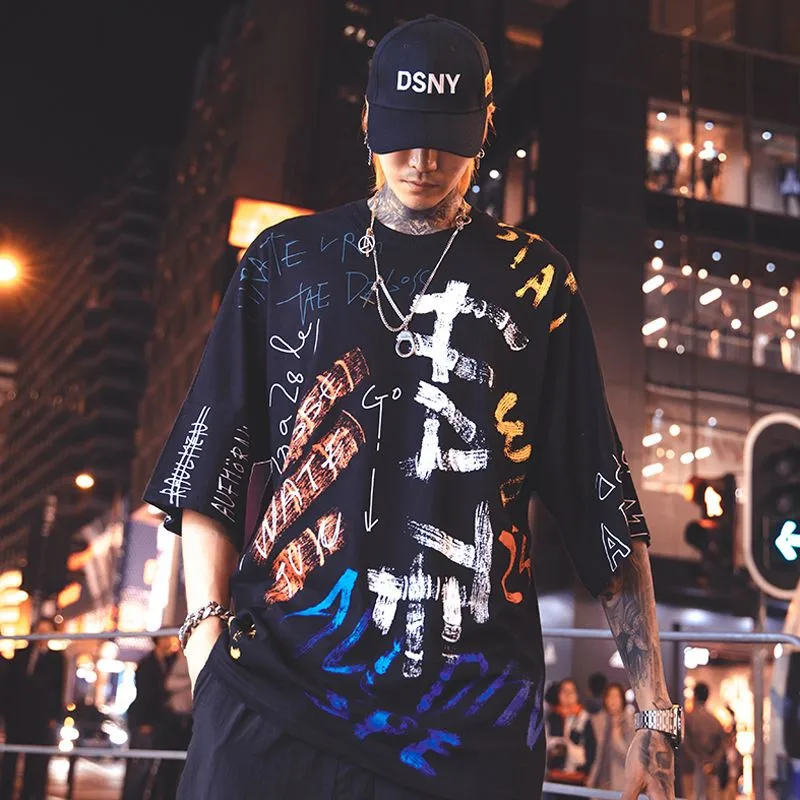 Black Loose Hip Hop T Shirt Men Harajuku Tops Streetwear Casual Half Sleeve Funny Tops Summer Cool High Street Tshirts Males
Black Loose Hip Hop T Shirt Men Harajuku Tops Streetwear Casual Half Sleeve Funny Tops Summer Cool High Street Tshirts Males