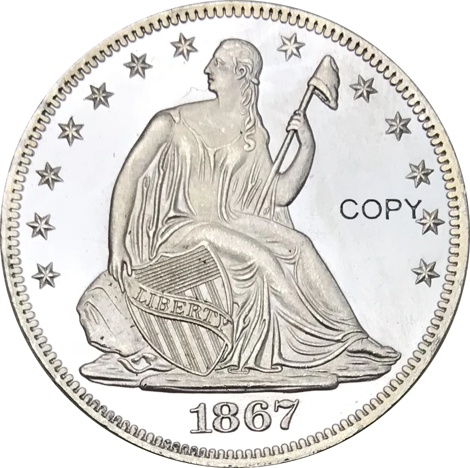 United States Of America 1867 Half Dollar Seated Liberty In God We Trust Brass Silver Plated Copy Coins
United States Of America 1867 Half Dollar Seated Liberty In God We Trust Brass Silver Plated Copy Coins