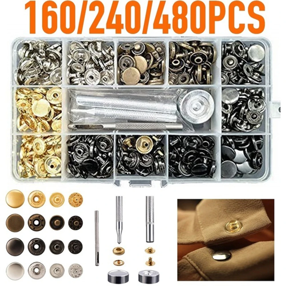 4 Colors Clothes Fastener Snaps Kit Metal Press Stud пуговицы buttons 12.5 mm Cloth Buttons Tool Kit Pack of 160/240/480pcs
4 Colors Clothes Fastener Snaps Kit Metal Press Stud пуговицы buttons 12.5 mm Cloth Buttons Tool Kit Pack of 160/240/480pcs