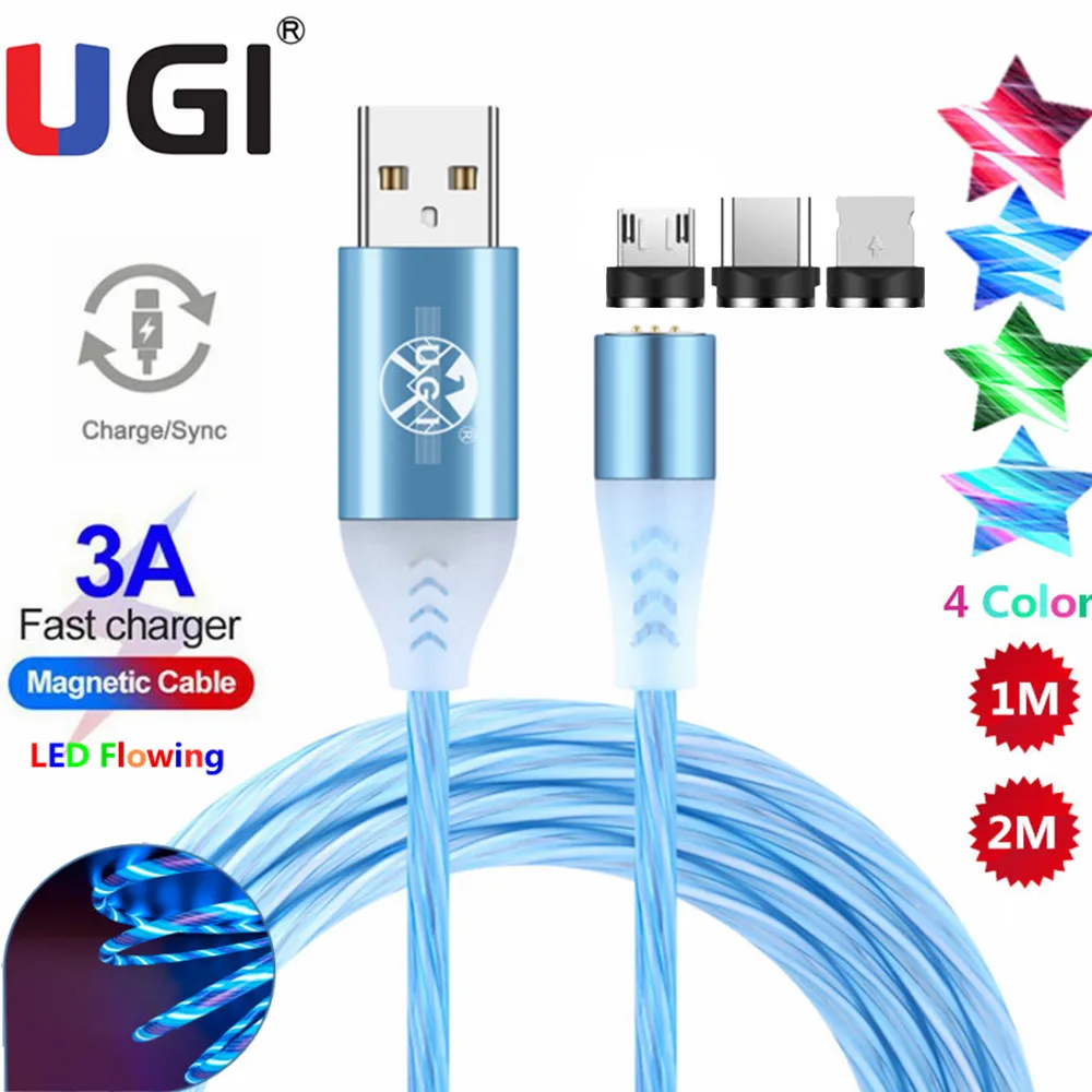 UGI 3A LED Flowing Light Up Magnetic Fast Charging Cable Quick Charger Cable For Type C Micro USB For Samsung for iPhone Android
UGI 3A LED Flowing Light Up Magnetic Fast Charging Cable Quick Charger Cable For Type C Micro USB For Samsung for iPhone Android