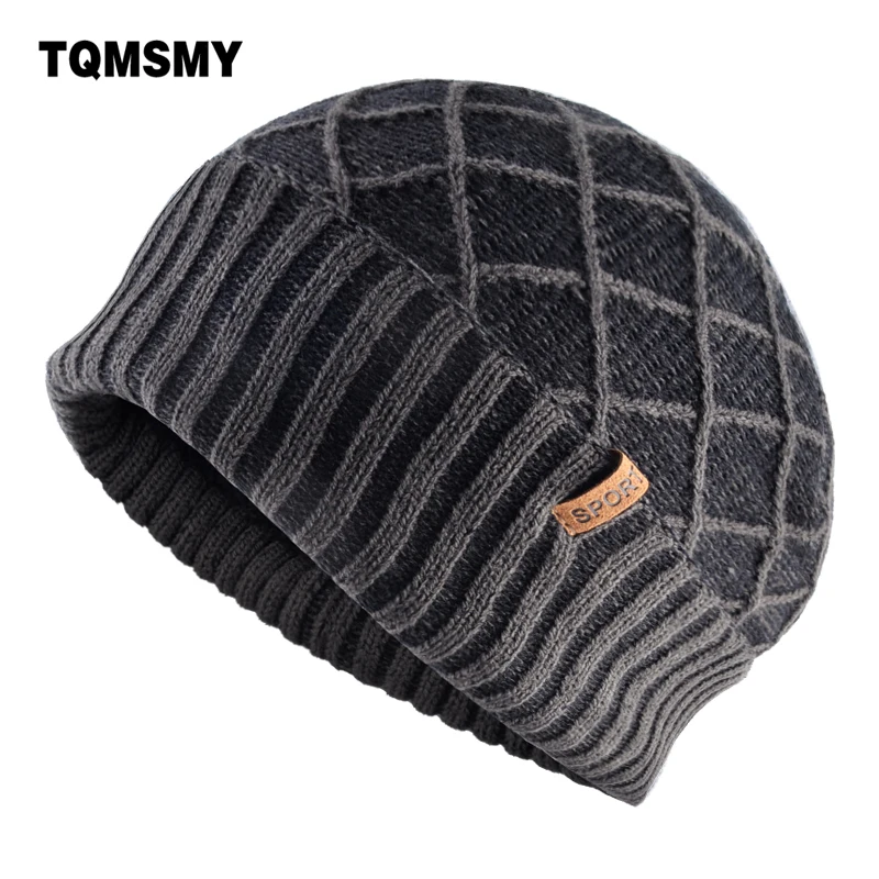 

TQMSMY Winter Hats For Men Warm Knitted Plaid Bonnet Beanie Women Outdoor Double Layer Skullies Beanies Add Velvet Gorras TMA96