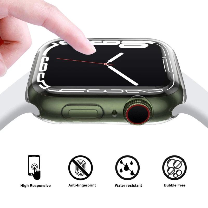 Soft Protective Case for iWatch 7 45mm 41mm Transparent All-Covered Screen Protector Anti-scratch Cover for Apple Watch 7 Shell
Soft Protective Case for iWatch 7 45mm 41mm Transparent All-Covered Screen Protector Anti-scratch Cover for Apple Watch 7 Shell