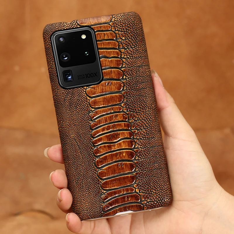 Чехол LANGSIDI из страусиной кожи для Samsung s20 ultra plus A50 a70 s10 чехол натуральной Galaxy Note 10 a8