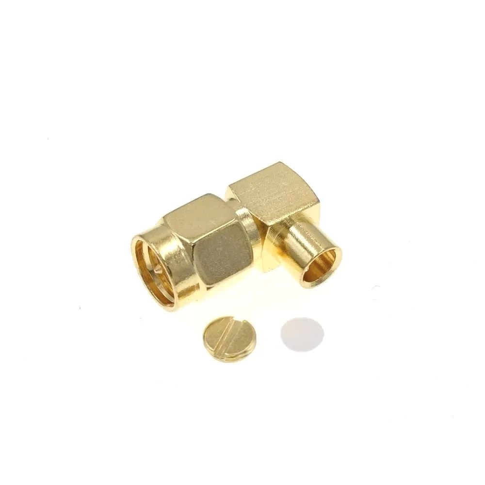 100 шт. Латунь SMA Мужской Джек 90 градусов правый угол RF коаксиальный разъем для RG402 141 "полугибкий кабель