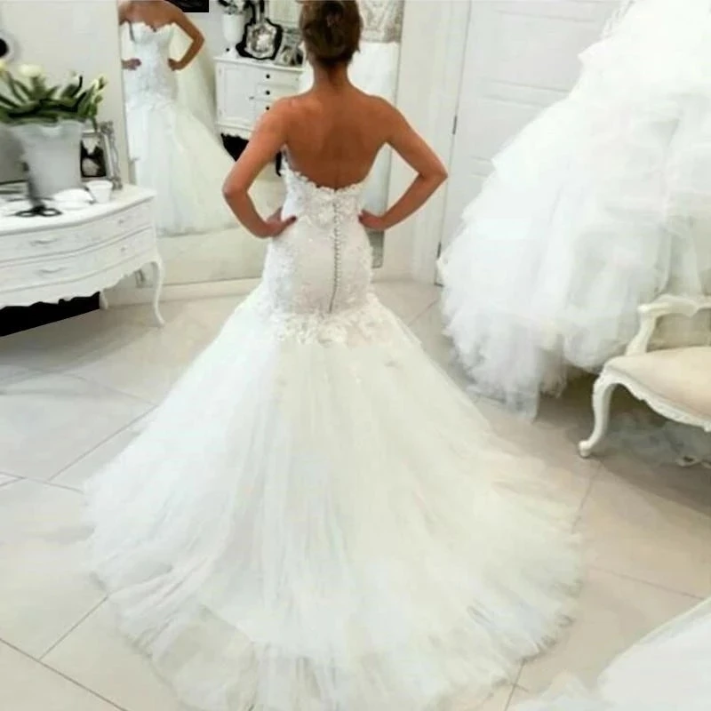 New African Mermaid Wedding Dress Simple Slim and Thin Lace Bridal Wedding Dress White Beige Can Be Customized
New African Mermaid Wedding Dress Simple Slim and Thin Lace Bridal Wedding Dress White Beige Can Be Customized
