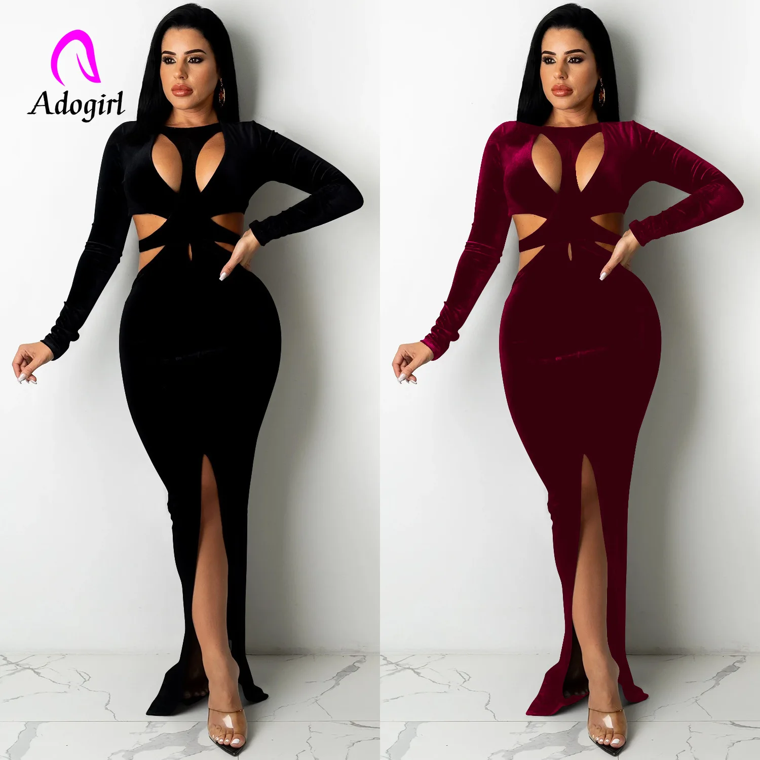 Long Sleeve Hollouw Out Backless Bandage High Split Maxi Dresses for Women Sexy Clubwear Party Evening Outfits Solid Color
Long Sleeve Hollouw Out Backless Bandage High Split Maxi Dresses for Women Sexy Clubwear Party Evening Outfits Solid Color