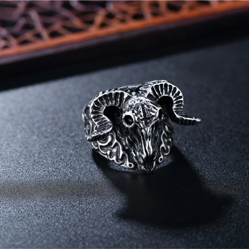Viking Goat Head Ring Stainless Steel Warcraft Goat Head Ring Fashion Men's Accessories Exaggerated Ring Viking Jewelry
Viking Goat Head Ring Stainless Steel Warcraft Goat Head Ring Fashion Men's Accessories Exaggerated Ring Viking Jewelry