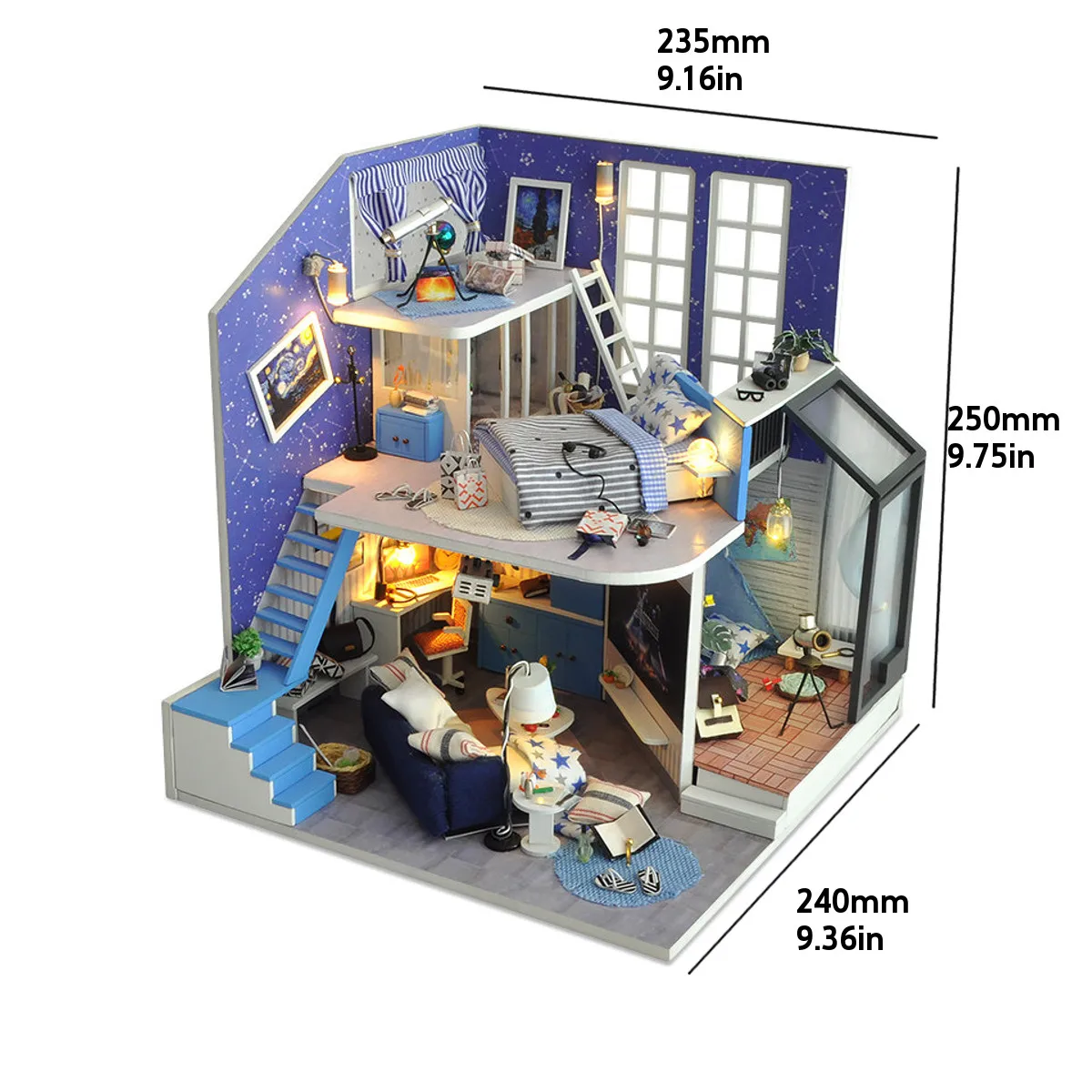 3D DIY Doll House Miniature Furniture 7 LED Light Wooden Time Apartment Life Under The Starry Sky Kit For Children Birthday Gift
3D DIY Doll House Miniature Furniture 7 LED Light Wooden Time Apartment Life Under The Starry Sky Kit For Children Birthday Gift