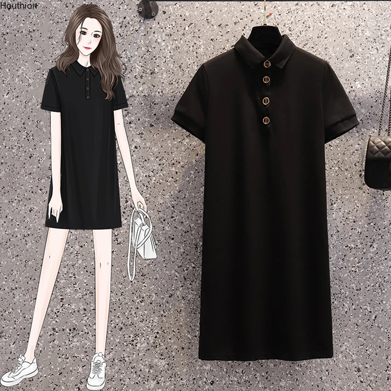 Women's Clothing Group Polo Collar Short Sleeve Dress Summer Fashion Casual The New Large Size Draw Back Dresses Women 10076
Women's Clothing Group Polo Collar Short Sleeve Dress Summer Fashion Casual The New Large Size Draw Back Dresses Women 10076