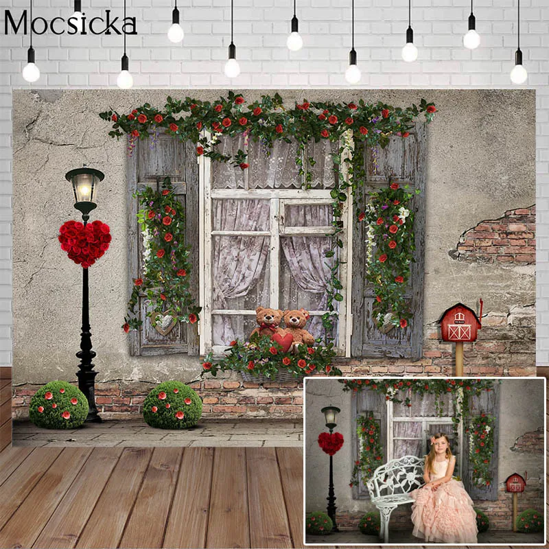 Mocsicka Valentine's Day Photography Backdrop Vintage Brick Wall Flower Retro Window Child Birthday Decor Props Photo Background
Mocsicka Valentine's Day Photography Backdrop Vintage Brick Wall Flower Retro Window Child Birthday Decor Props Photo Background