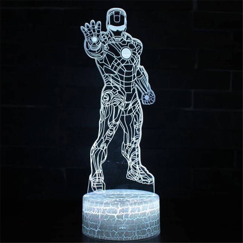 3D ночные светильники Disney Marvel Железный человек Человек-паук Мстители финал Супер