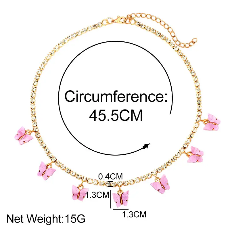 Shiny Acrylic Butterfly Choker Necklace for Women Gold Silver Color Crystal Tennis Chain Clavicle Chain Necklaces Female Jewelry
Shiny Acrylic Butterfly Choker Necklace for Women Gold Silver Color Crystal Tennis Chain Clavicle Chain Necklaces Female Jewelry