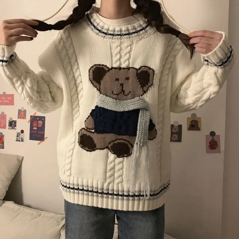 Women's oversize sweater Autumn winter bear embroidery college style sweaters women loose o-neck women pullover twist tops
Women's oversize sweater Autumn winter bear embroidery college style sweaters women loose o-neck women pullover twist tops