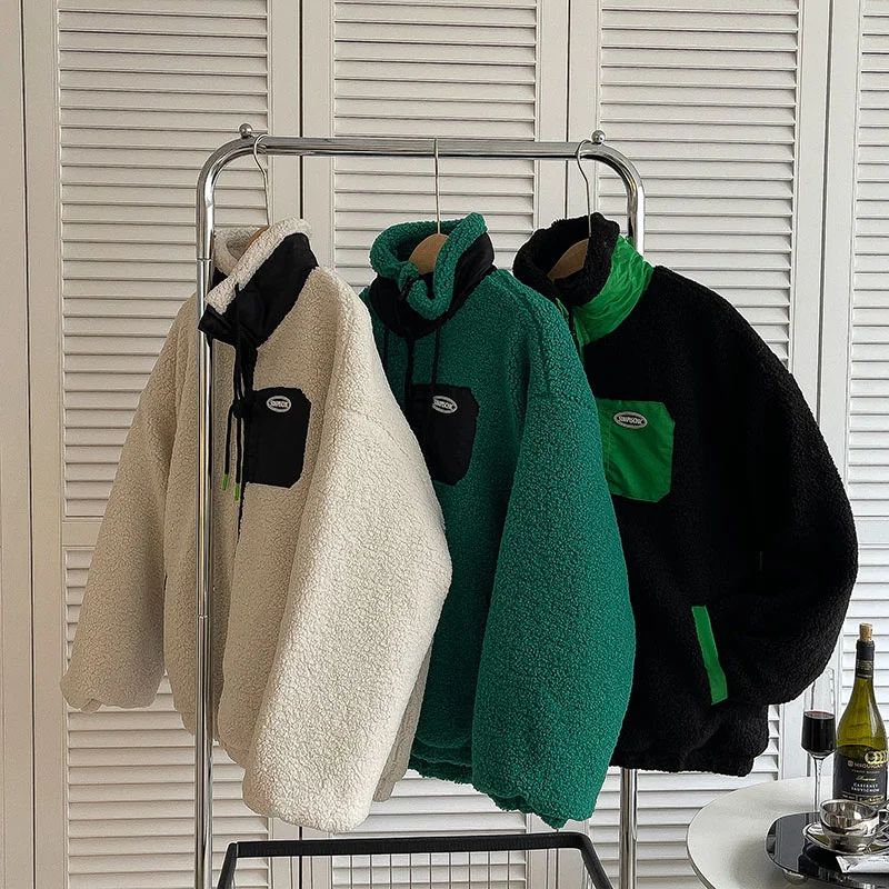 Color Block Pocket Stand Neck Oversize Teddy Jacket Beige / Green / Black
Color Block Pocket Stand Neck Oversize Teddy Jacket Beige / Green / Black