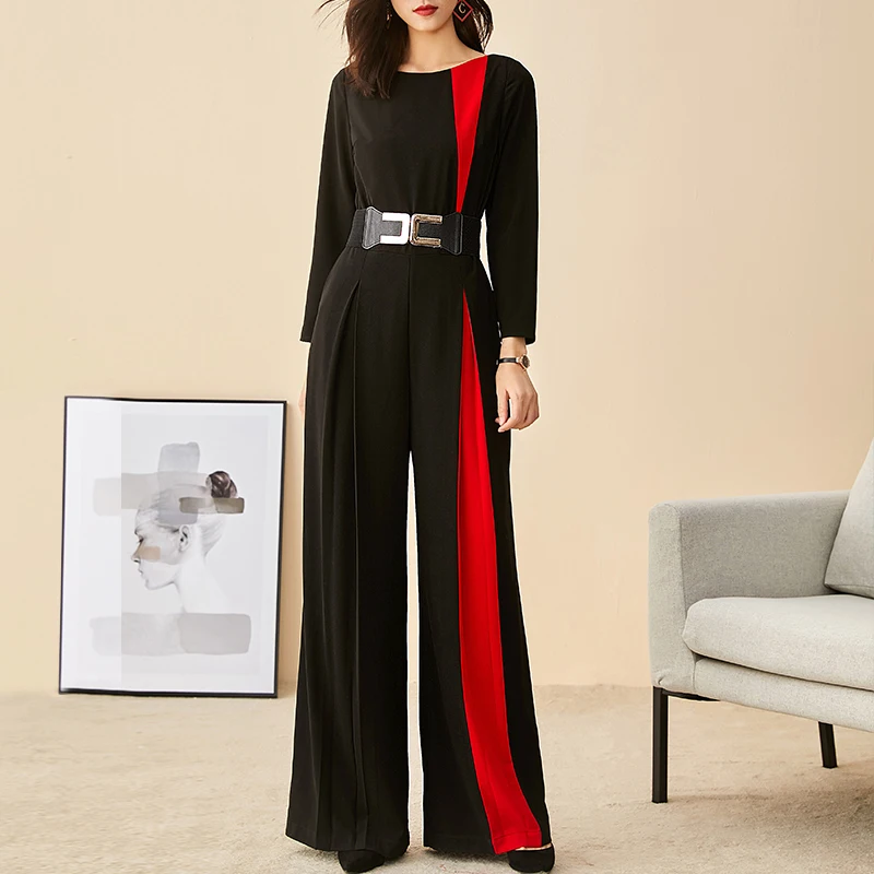 Fashion Splicing Jumpsuit Women Black Combinaison Pantalon Femme Sashes One Piece Jumpsuit Patchwork Rompers Womens Jumpsuit
Fashion Splicing Jumpsuit Women Black Combinaison Pantalon Femme Sashes One Piece Jumpsuit Patchwork Rompers Womens Jumpsuit