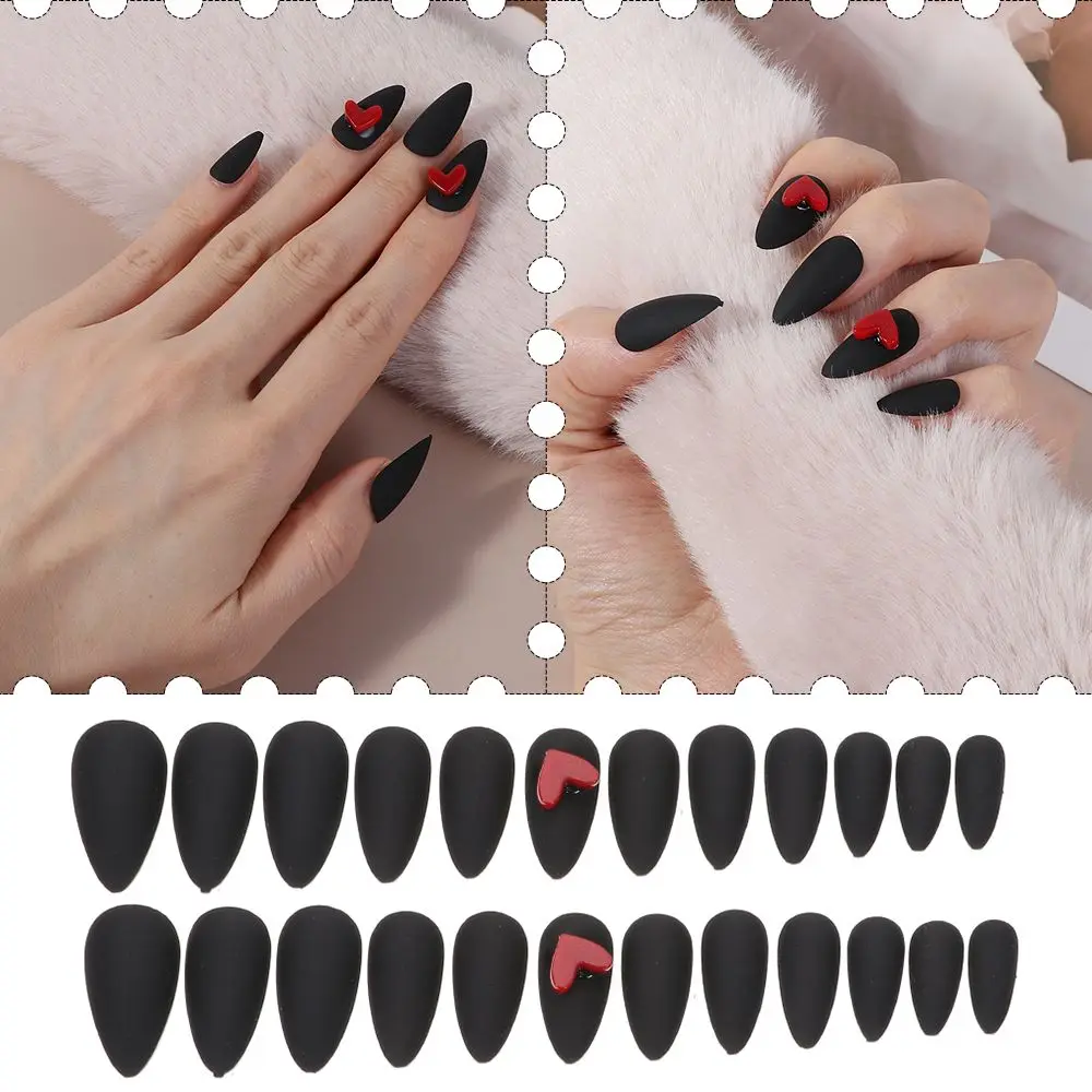 24pcs Love Heart Pattern Black False Nails Long Paragraph Jelly Gum Fake Nail Fashion Nail Art Beauty
24pcs Love Heart Pattern Black False Nails Long Paragraph Jelly Gum Fake Nail Fashion Nail Art Beauty