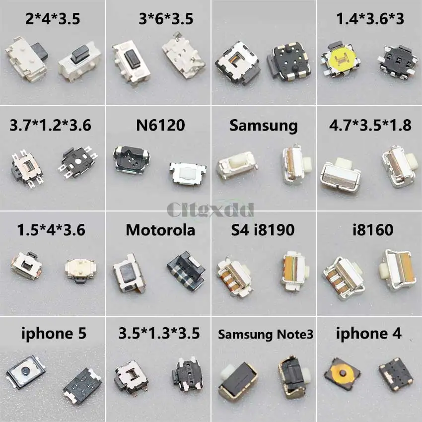 

10PCS 2*4*3.5 3*6*3.5 Tactile Tact Push Button Micro Switch For Samsung S2 S3 S4 Note3 I8190 I8160 Nokia Lenovo HTC Xiaomi Moto