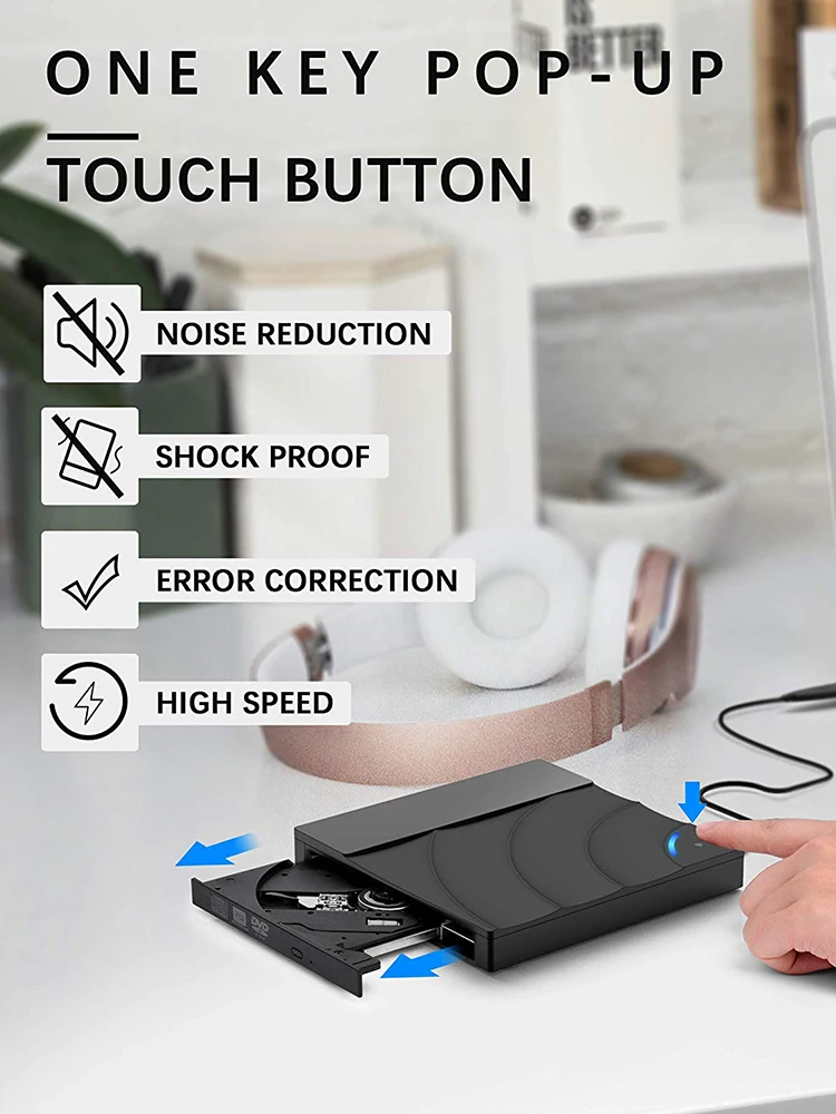 External CD Drive USB 3.0 High-Speed DVD Drive Slim CD/ DVD+/-RW Burner Writer Rewriter Player for Laptop Desktop
External CD Drive USB 3.0 High-Speed DVD Drive Slim CD/ DVD+/-RW Burner Writer Rewriter Player for Laptop Desktop