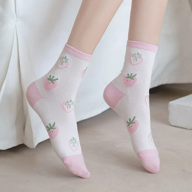 New Socks Women Spring and Summer Cotton Pink Fruit Socks Japanese Strawberry Cute Stockings Lolita Long Socks Women Cute 
New Socks Women Spring and Summer Cotton Pink Fruit Socks Japanese Strawberry Cute Stockings Lolita Long Socks Women Cute