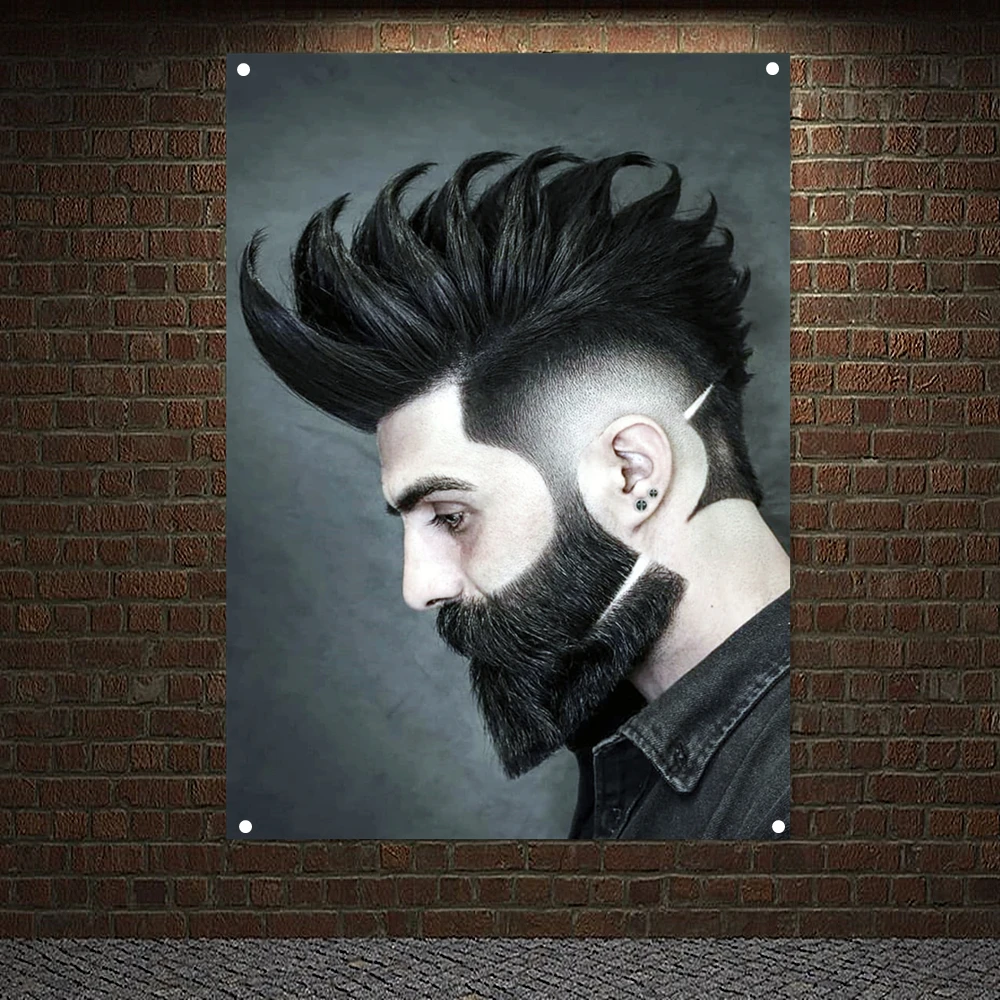 

The Classic Pompadour Banner Painting Haircut Carving Hairstyle Posters Sticker Tapestry Flag Hair Salon Barber Shop Home Decor