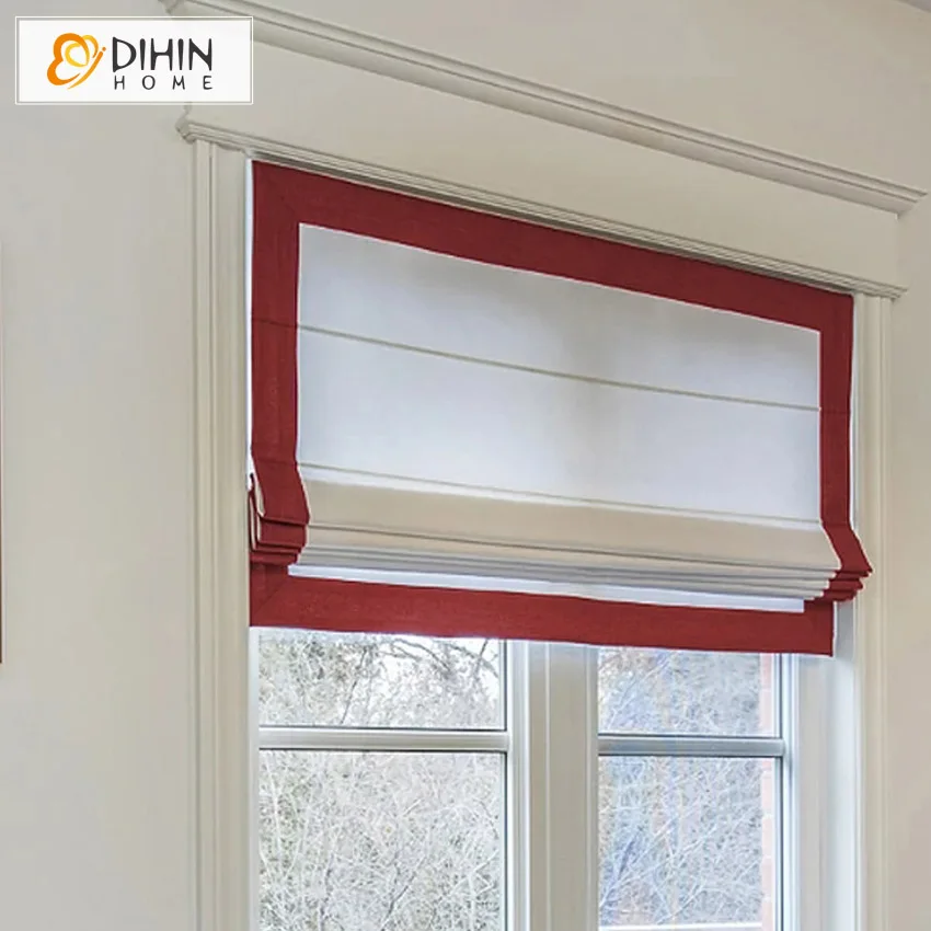Modern Cotton Linen White With Red Four Border Trims Roman Shades Light Filter / Blackout Roman Blinds With Mechanism
Modern Cotton Linen White With Red Four Border Trims Roman Shades Light Filter / Blackout Roman Blinds With Mechanism
