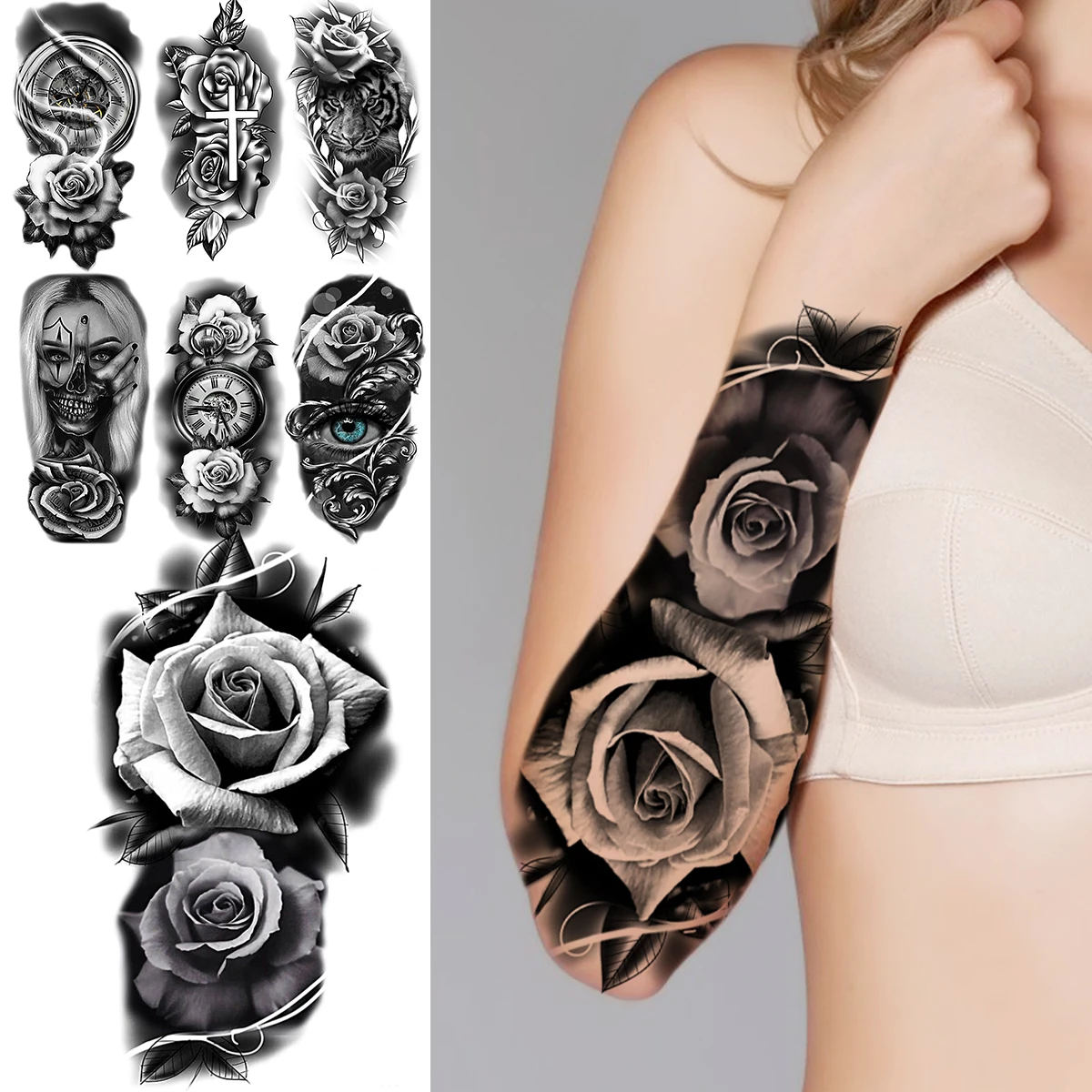 Large Rose Flower Sexy Forearm Temporary Tattoos For Women Adult Warrior Compass Tiger Fake Tattoo Washable Half Sleeve Tatoos
Large Rose Flower Sexy Forearm Temporary Tattoos For Women Adult Warrior Compass Tiger Fake Tattoo Washable Half Sleeve Tatoos
