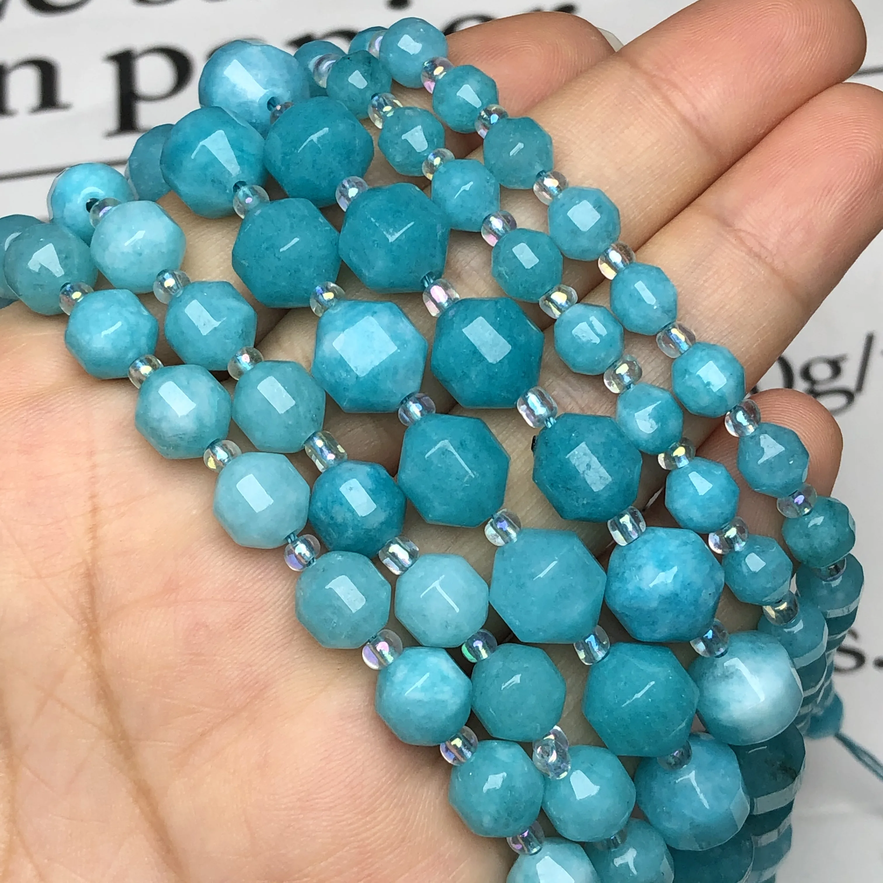 

Natural Faceted Amazonite Jades Stone Gem Beads Round Loose Spacer Beads For Jewelry Making Diy Bracelet Necklace 6/8/10MM 15"