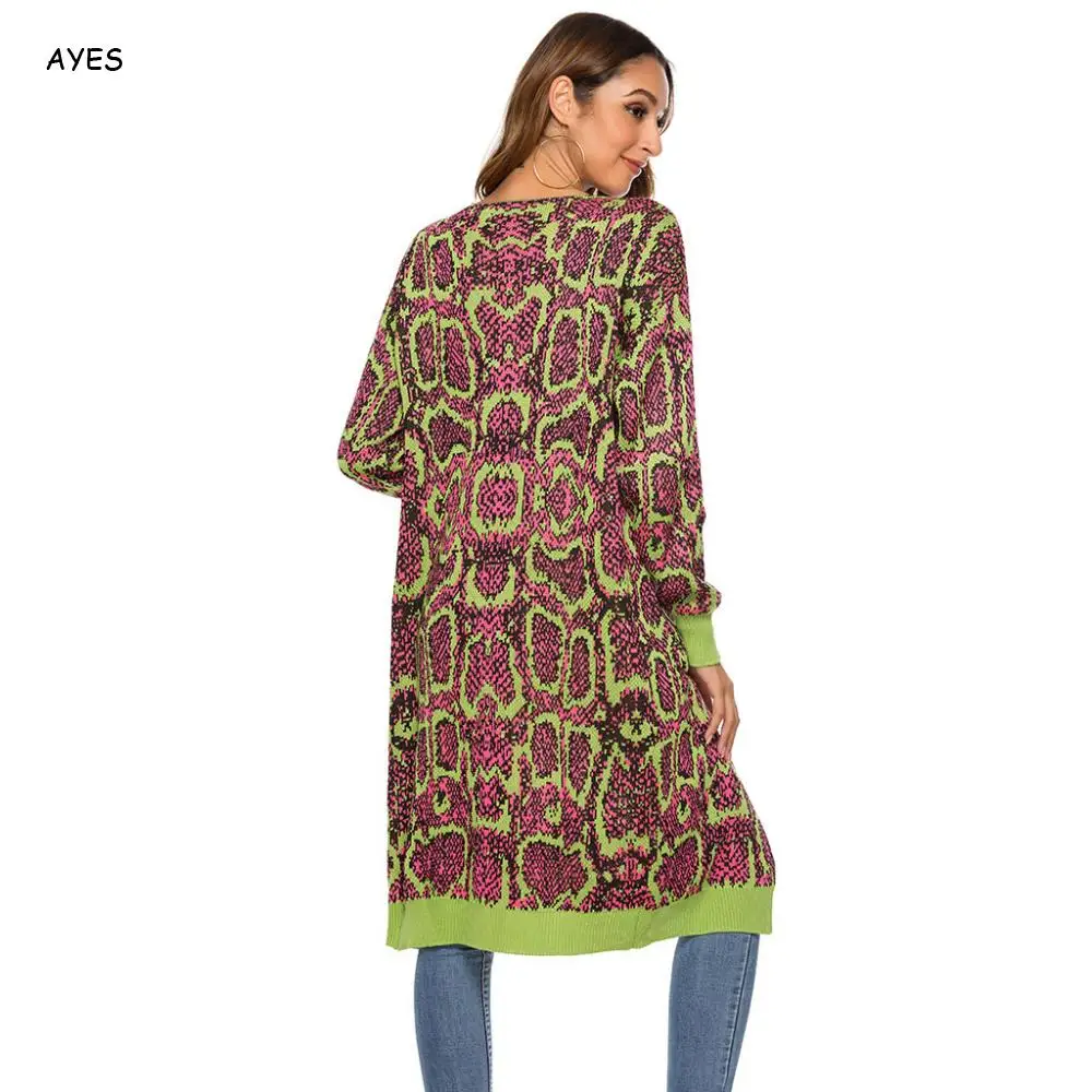 Snakeskin Pattern Long Cardigan 2019 Winter Aurtumn Long Sweater Coat Fashion Women Sweater Cardigan Knitted Jumper Pull Femme 
Snakeskin Pattern Long Cardigan 2019 Winter Aurtumn Long Sweater Coat Fashion Women Sweater Cardigan Knitted Jumper Pull Femme