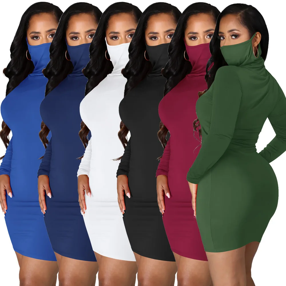 SKMY Solid Color Fashion Autumn Clothes Face Mask Turtleneck Slim Long Sleeve Bodycon Sexy Dress Club Outfits For Women
SKMY Solid Color Fashion Autumn Clothes Face Mask Turtleneck Slim Long Sleeve Bodycon Sexy Dress Club Outfits For Women
