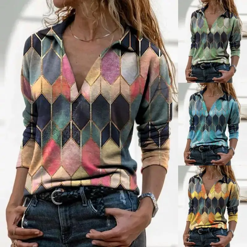 2021 Women's Shirt New Fashion Spring Retro Loose Deep V-Neck Blouse Patchwork Retro Printing Long-Sleeved Shirt Ladies Blous
2021 Women's Shirt New Fashion Spring Retro Loose Deep V-Neck Blouse Patchwork Retro Printing Long-Sleeved Shirt Ladies Blous
