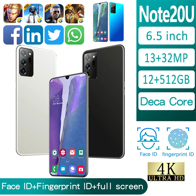 Note20u Android 10.0 Mobile Phone 6.5inch FHD+ 24MP Triple Camera 12G RAM 512GB ROM Smartphone 4G gsm Global Type-C plug phones
Note20u Android 10.0 Mobile Phone 6.5inch FHD+ 24MP Triple Camera 12G RAM 512GB ROM Smartphone 4G gsm Global Type-C plug phones