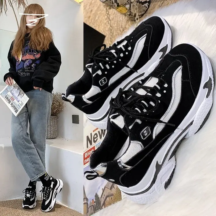 Dad Shoes Women's Shoes 2021 Spring New Raise the Bottom Black Sneakers Flat Casual Shoes Women's Shoes
Dad Shoes Women's Shoes 2021 Spring New Raise the Bottom Black Sneakers Flat Casual Shoes Women's Shoes