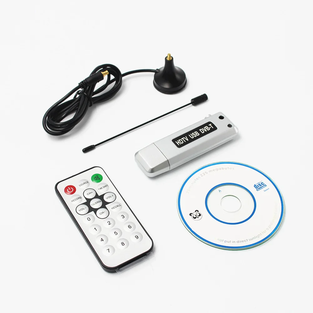 

1 шт., USB 2,0 DVB-T приемник для цифрового ТВ, HDTV, тройная антенна, ИК-пульт дистанционного управления