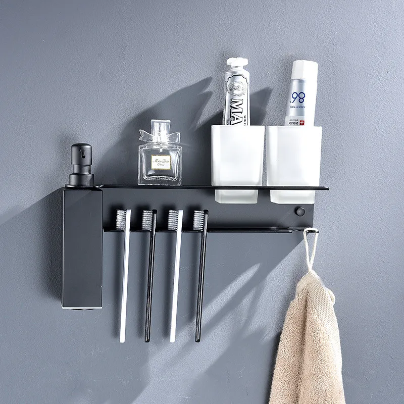 Black Liquid Soap Dispenser Shampoo Dispenser for Hotel with Cup Holder Paper Holder Wall Shelf Bathroom Accessories For Hotel
Black Liquid Soap Dispenser Shampoo Dispenser for Hotel with Cup Holder Paper Holder Wall Shelf Bathroom Accessories For Hotel