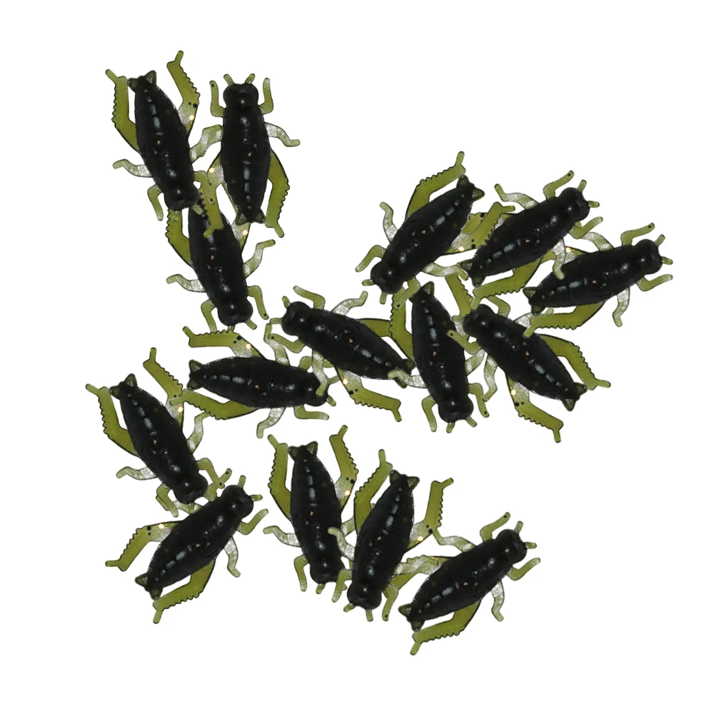 

20pcs/lot Fishing Lures Artificial Soft Cricket Insect Bait Lightweight Grasshopper Floating Ocean Wobblers Silicone Bait Pesca