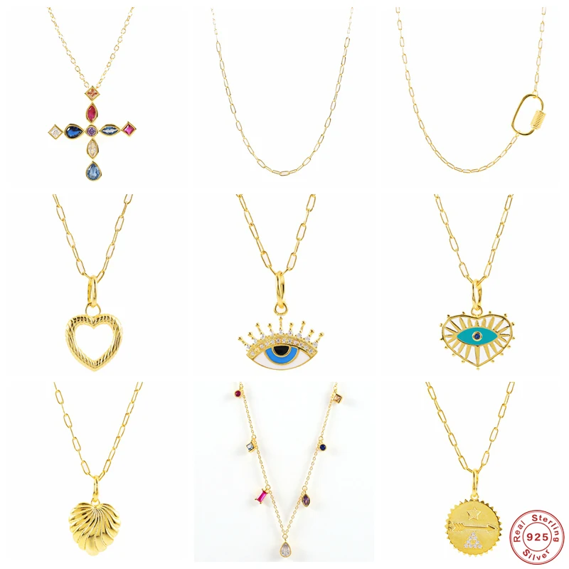 GS 925 Sterling Silver Colored Zircon Cross Pendant Necklace For Women Evil Eye Heart Charm Thick Chain Necklace Party Jewelry
GS 925 Sterling Silver Colored Zircon Cross Pendant Necklace For Women Evil Eye Heart Charm Thick Chain Necklace Party Jewelry
