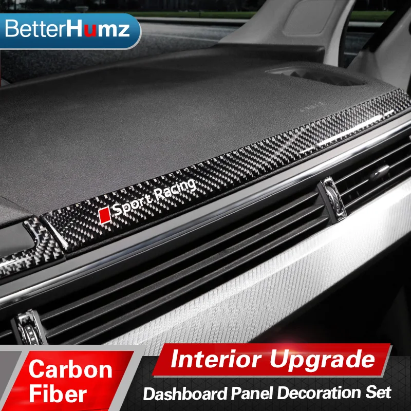 

Betterhumz-tiras decorativas de fibra de carbono para salpicadero de coche, pegatinas de salida para Audi A4 A5 (2017-2018)