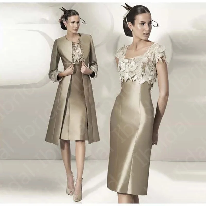 Exquisite Bronze Square Mother's Dresses Neckline Flowers Short Sleeve Mother of the Bride Dresses With Jacket Wedding Party Gow
Exquisite Bronze Square Mother's Dresses Neckline Flowers Short Sleeve Mother of the Bride Dresses With Jacket Wedding Party Gow