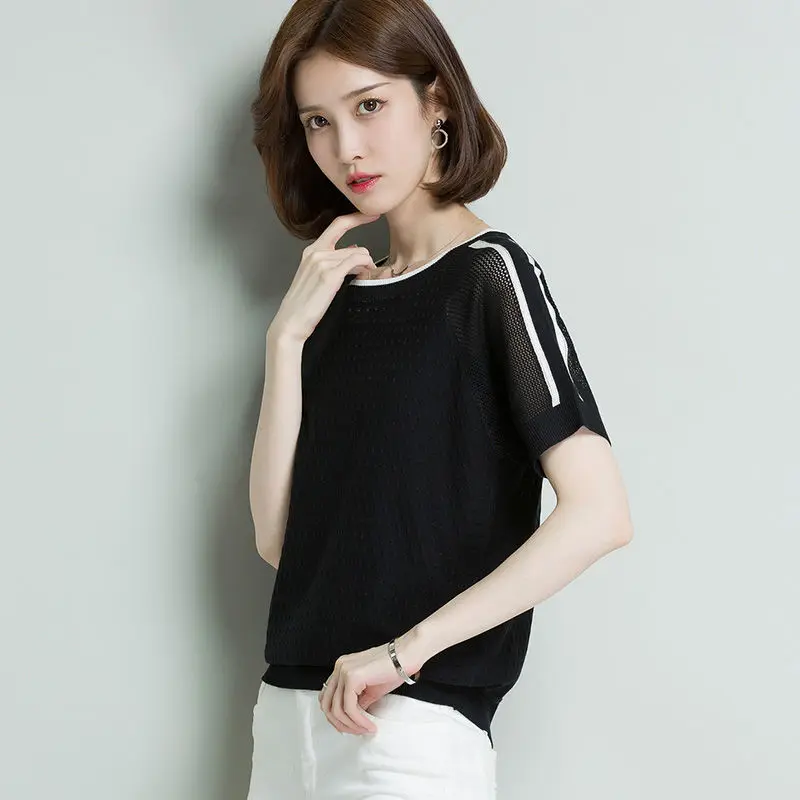 T-shirt hollow knitting ice silk short sleeve women's top loose 2021 new summer thin base Shirt Short
T-shirt hollow knitting ice silk short sleeve women's top loose 2021 new summer thin base Shirt Short