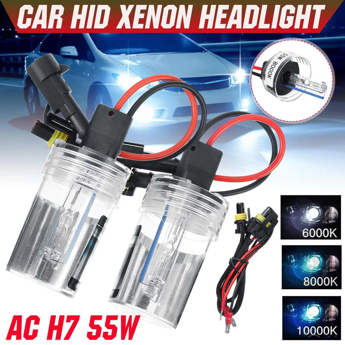 2x H1/H4/H7 55W 55W AC Hid Xenon Universal Car Headlights Light Lamp Bulbs repacement Kit Auto lights lamp 6000k-10000k
2x H1/H4/H7 55W 55W AC Hid Xenon Universal Car Headlights Light Lamp Bulbs repacement Kit Auto lights lamp 6000k-10000k