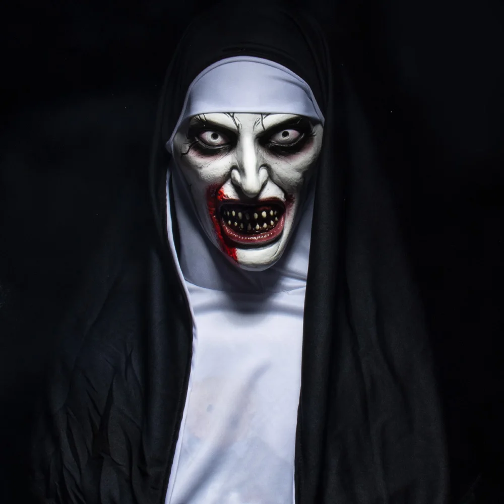 Маска монахини на Хэллоуин, косплей, маски, латексные маски для лица с головным убором, ужасные костюмы, аксессуары 
Маска монахини на Хэллоуин, косплей, маски, латексные маски для лица с головным убором, ужасные костюмы, аксессуары