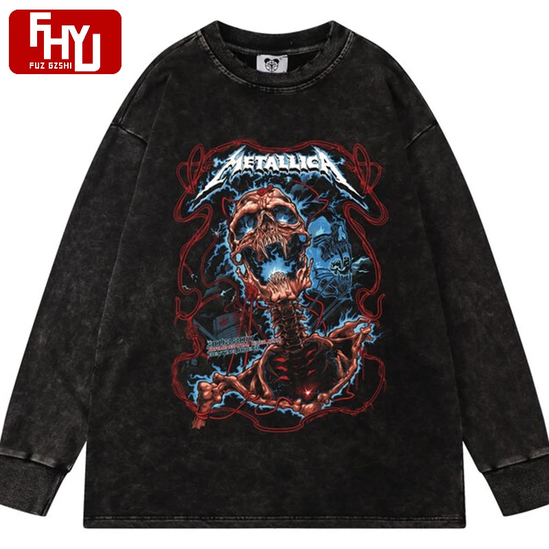 High Quality Edgy Punk Cotton Skull Letter Printing T Shirt Hip Hop Men Women O Neck Loose Long Sleeve Pullover Autumn WY11
High Quality Edgy Punk Cotton Skull Letter Printing T Shirt Hip Hop Men Women O Neck Loose Long Sleeve Pullover Autumn WY11