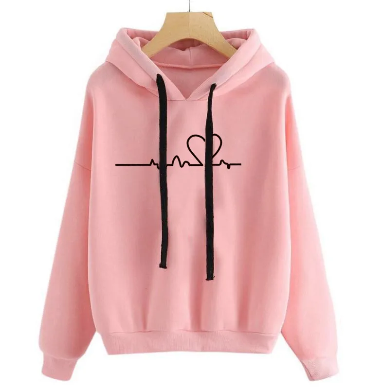 Hooded long-sleeved tops for autumn and winter new heartbeat pattern solid color sweatshirt women
Hooded long-sleeved tops for autumn and winter new heartbeat pattern solid color sweatshirt women