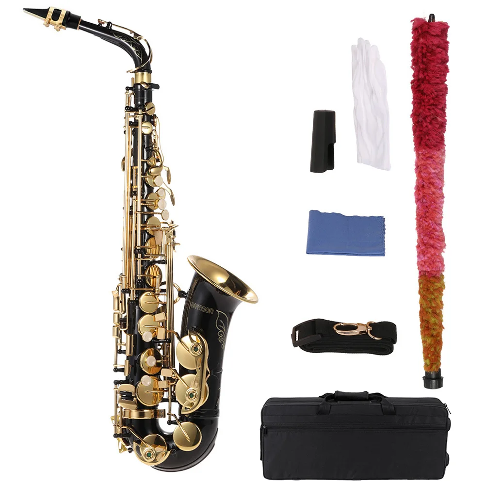 

Альт-саксофон ammoon Eb, латунь, E, плоский, Sax 82Z, тип ключа, древесный духовой инструмент с чистящей щеткой, тканевые перчатки, ремешок, мягкий чех...