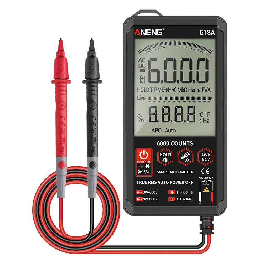 Data Hold Touch Screen Measuring Tool Handheld Home Digital Multimeter High Accuracy Resistance Capacitance Mini AC DC Voltage
Data Hold Touch Screen Measuring Tool Handheld Home Digital Multimeter High Accuracy Resistance Capacitance Mini AC DC Voltage