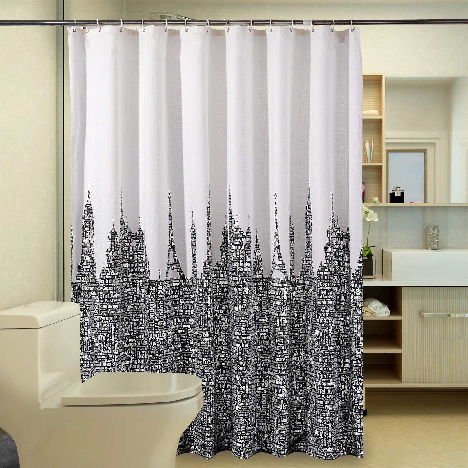 Shower Curtain Modern Grey Building Printed Fabric Mildew Resistant Waterproof Bath Curtains for Bathroom 12pcs Hooks
Shower Curtain Modern Grey Building Printed Fabric Mildew Resistant Waterproof Bath Curtains for Bathroom 12pcs Hooks