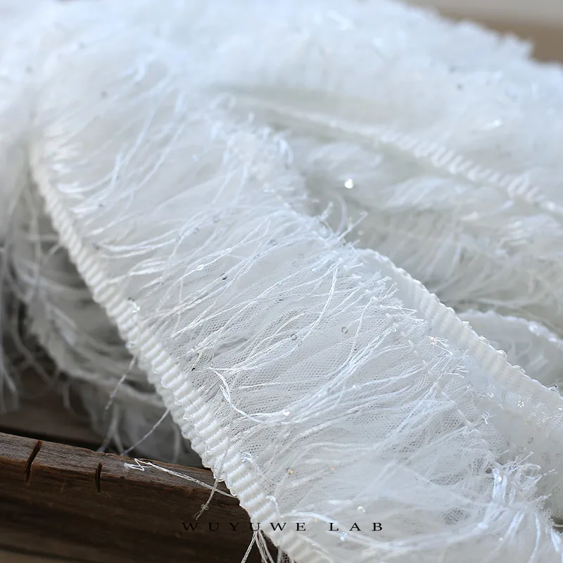 Фото 1 м 10 см белые пайетки кисточка кружевная отделка с бахромой швейное украшение